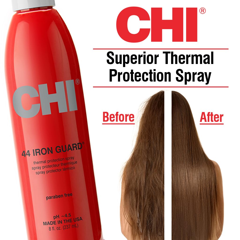 CHI 44 Iron Guard Thermal Protection Spray, Nourishing Formula Helps Resist Heat Damage to Hair & Tame Frizz, 2 Oz