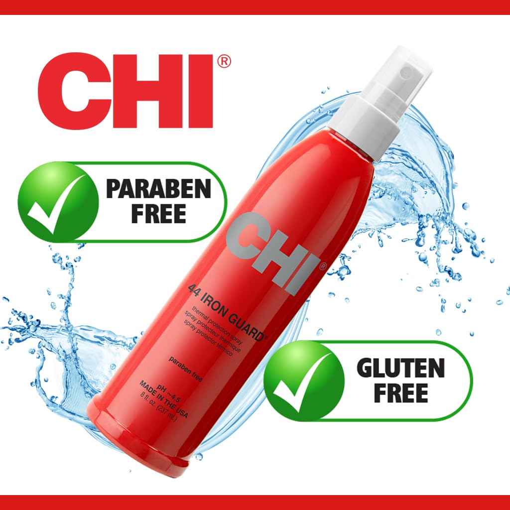CHI 44 Iron Guard Thermal Protection Spray, Nourishing Formula Helps Resist Heat Damage to Hair & Tame Frizz, 2 Oz