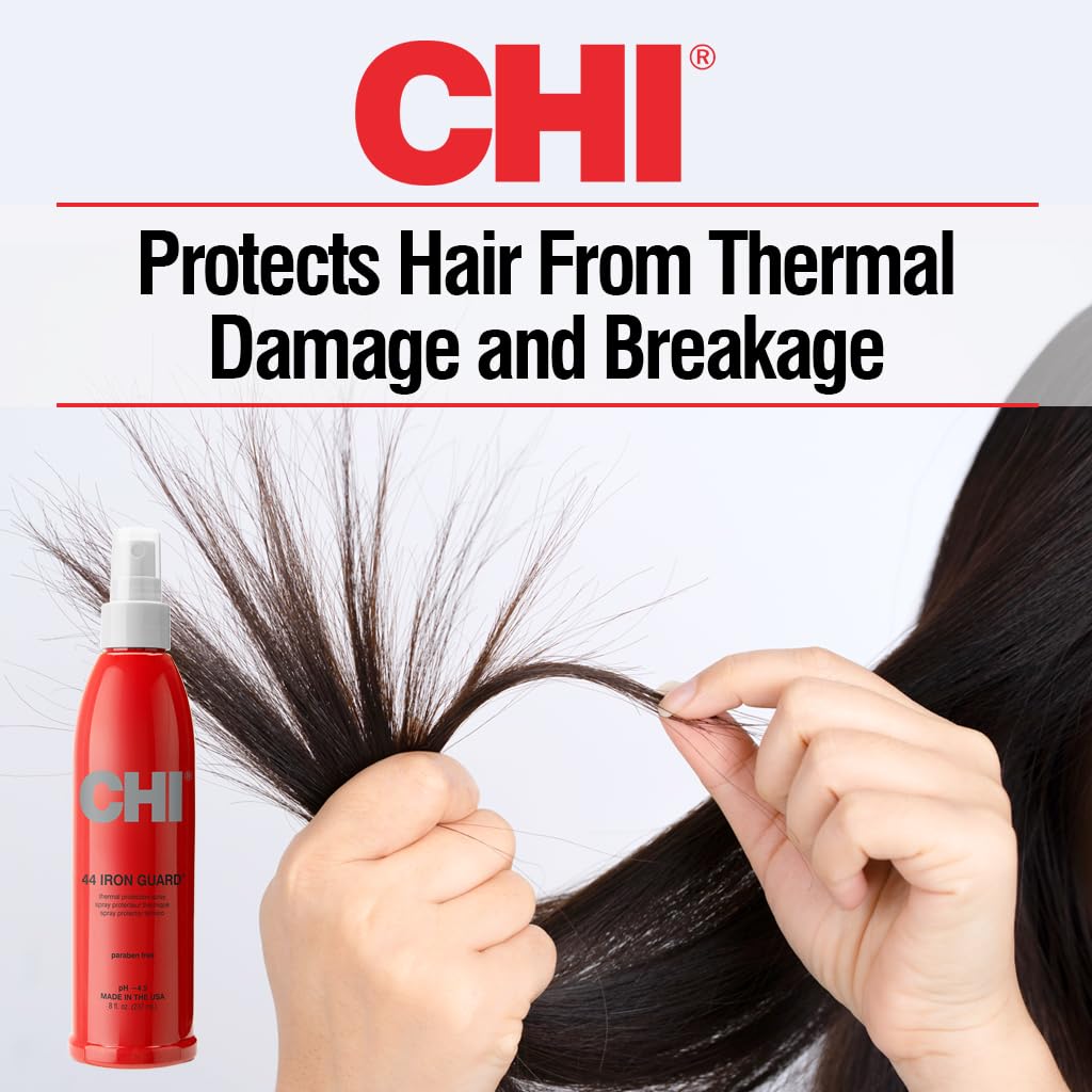 CHI 44 Iron Guard Thermal Protection Spray, Nourishing Formula Helps Resist Heat Damage to Hair & Tame Frizz, 2 Oz