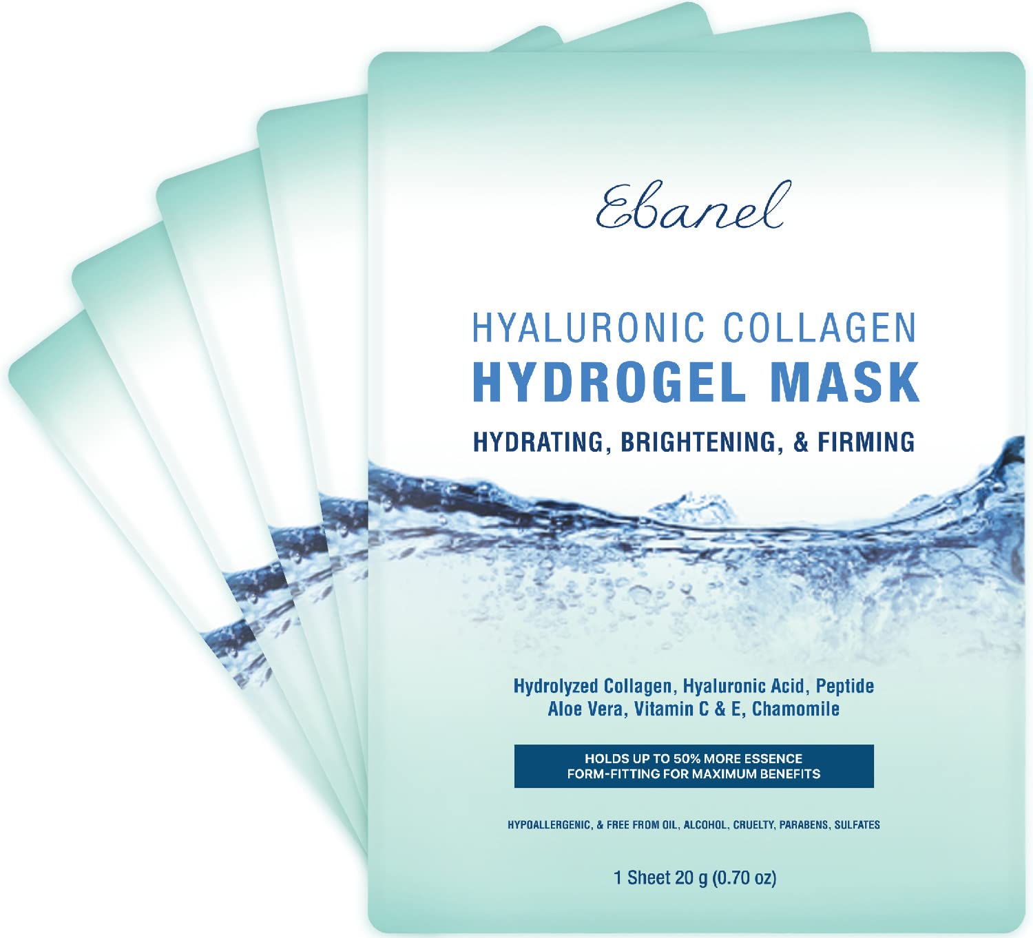 Ebanel Collagen Peptides Wash-Off Face Mask Set, 8 Pack Instant Skin Tightening and Lifting Masks, Brightening Face Mask with Niacinamide, Glutathione, Hyaluronic Acid, Vitamin C, Cica, B5, Albumen