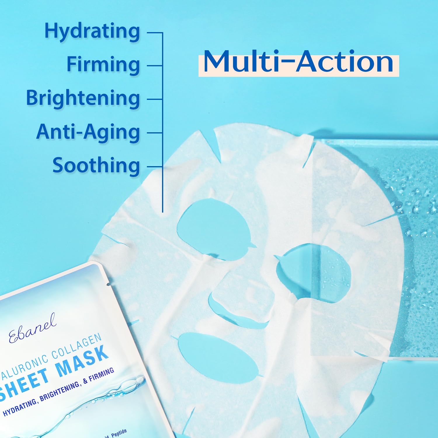 Ebanel Collagen Peptides Wash-Off Face Mask Set, 8 Pack Instant Skin Tightening and Lifting Masks, Brightening Face Mask with Niacinamide, Glutathione, Hyaluronic Acid, Vitamin C, Cica, B5, Albumen