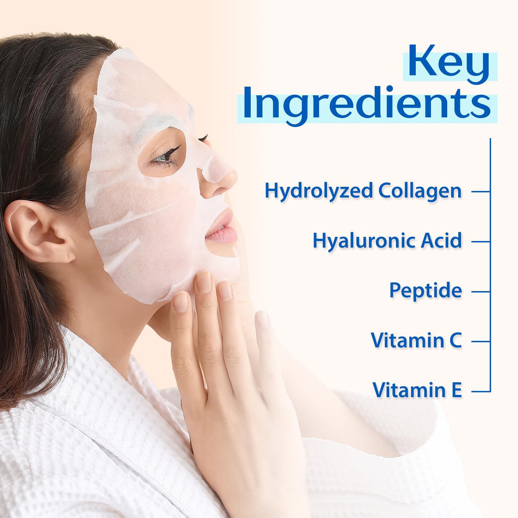Ebanel Collagen Peptides Wash-Off Face Mask Set, 8 Pack Instant Skin Tightening and Lifting Masks, Brightening Face Mask with Niacinamide, Glutathione, Hyaluronic Acid, Vitamin C, Cica, B5, Albumen