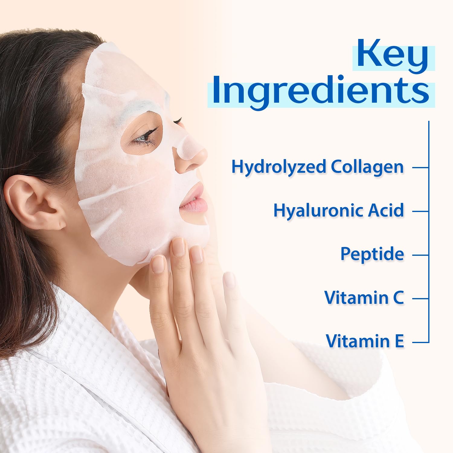 Ebanel Collagen Peptides Wash-Off Face Mask Set, 8 Pack Instant Skin Tightening and Lifting Masks, Brightening Face Mask with Niacinamide, Glutathione, Hyaluronic Acid, Vitamin C, Cica, B5, Albumen