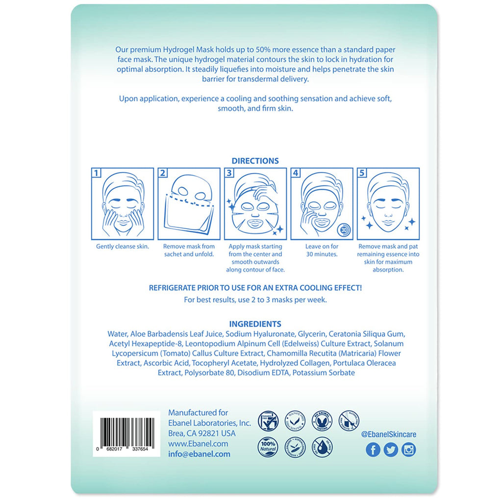 Ebanel Collagen Peptides Wash-Off Face Mask Set, 8 Pack Instant Skin Tightening and Lifting Masks, Brightening Face Mask with Niacinamide, Glutathione, Hyaluronic Acid, Vitamin C, Cica, B5, Albumen